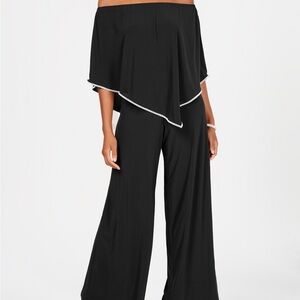 MSK Black Off-Shoulder Jumpsuit with White Trim